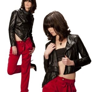 Asymmetric vegan biker jacket