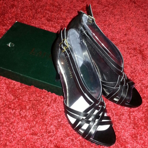Ralph Lauren Farima Black Strappy Heels Sandals