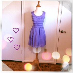 PURPLE CHAMBRAY PLEATED BODICE DRESS