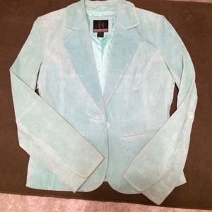 Mint green suede leather jacket