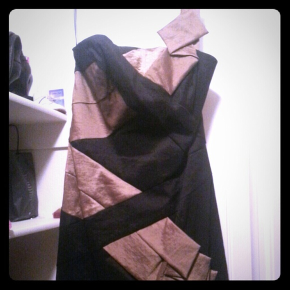 Black / Gold one strap short dress