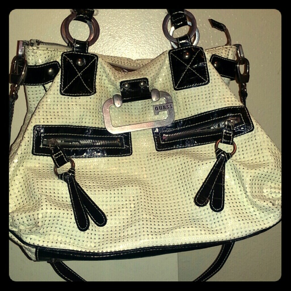Guess Purse, Large Off-white with Black