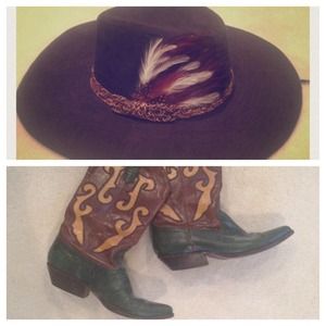 Gypsy Warrior wide brim hat & vintage boot BUNDLE