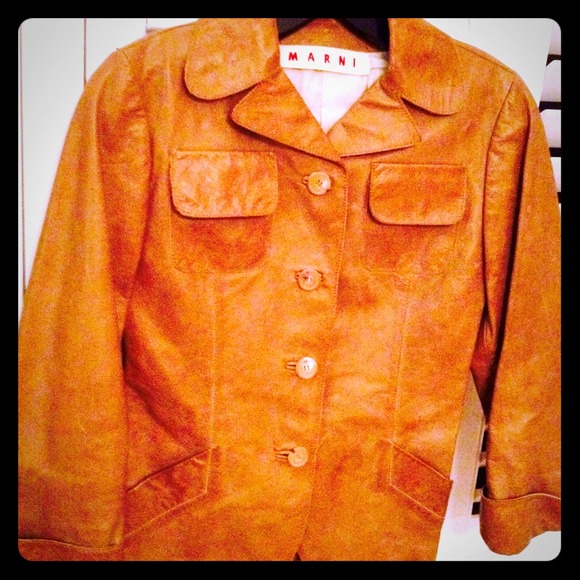 SOLD Marni Tan Brown Leather Jacket S 4/38 Italy