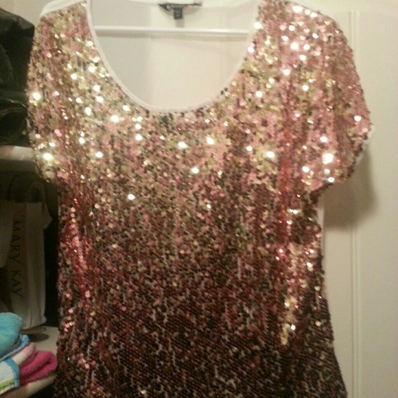 White Sheer Gold Sequence blouse