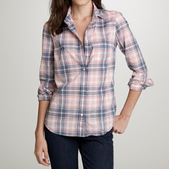 J. Crew Tops - J. Crew Light Pink Plaid Shirt.