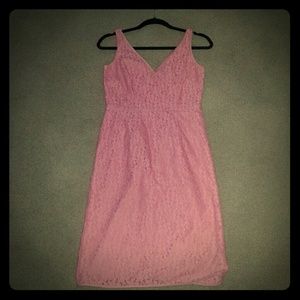 Pink knee length lace dress