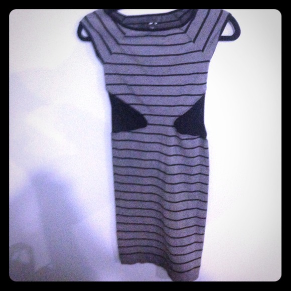 Black and grey bodycon dress