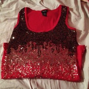 Sequined red tank top