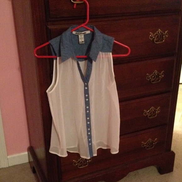 Sheer white & blue jean top❤️