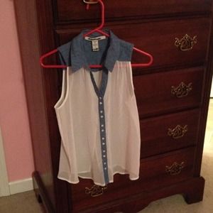Sheer white & blue jean top❤️