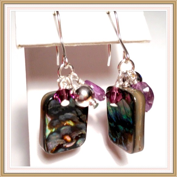925 Abalone Dangle earrings - Picture 3 of 5