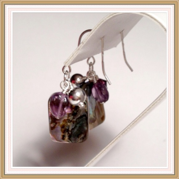925 Abalone Dangle earrings - Picture 4 of 5