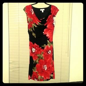 Black and red floral dress