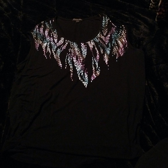 Forever 21 black metallic colored 80s top