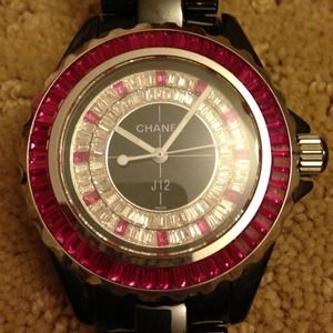 cc gunmetal pink crystal watch