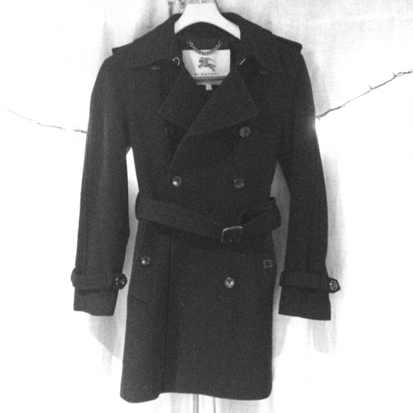 Black Burberry Wool Cashmere Trench Coat