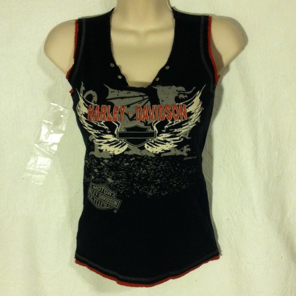 Harley Davidson sleeveless top with dragon emblem