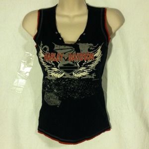 Harley Davidson sleeveless top with dragon emblem