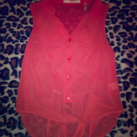 Peach crop chiffon top
