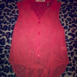 Peach crop chiffon top