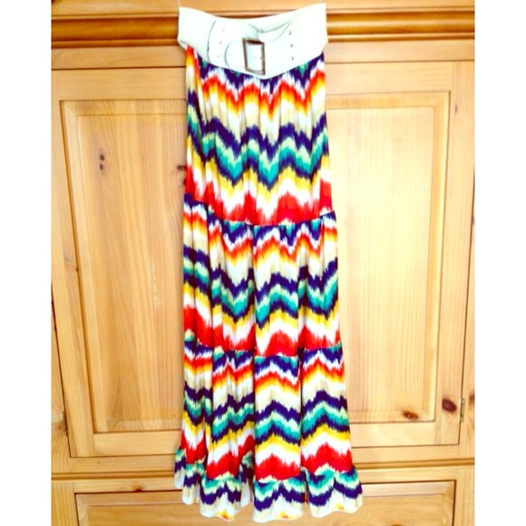 Rainbow Chevron Maxi-Skirt