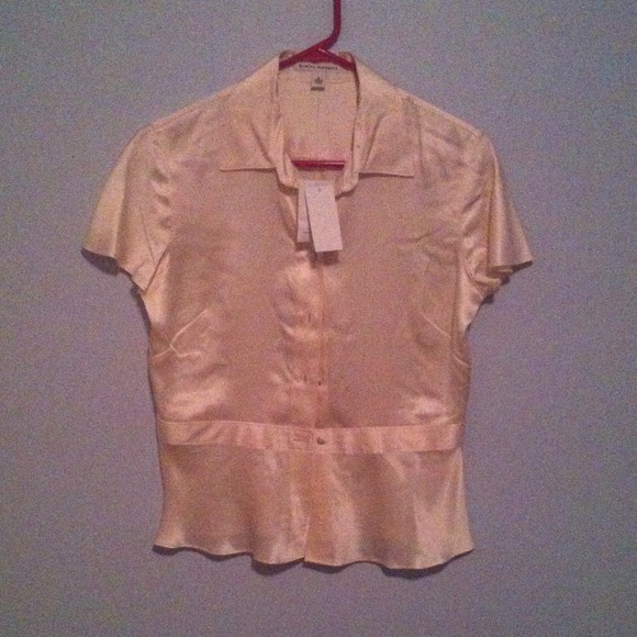 Silk short-sleeve peplum blouse