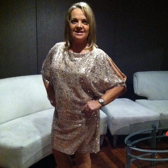 Nude sequined cocktail dress