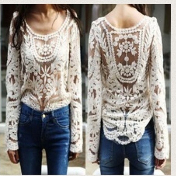 Lovely Lace Crocheted Sheer Top - Picture 4 of 4