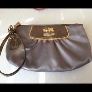 Coach silver/gray wristlet, large