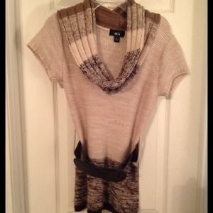 A tan/ brown short sleeve sweater