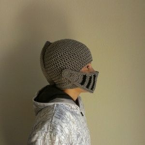Knight helmet hat, with ski mask.