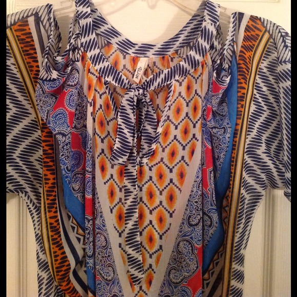 Multi colored sheer top
