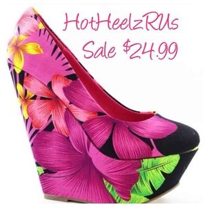 Cute and sassy Hawaiian style pink wedges
