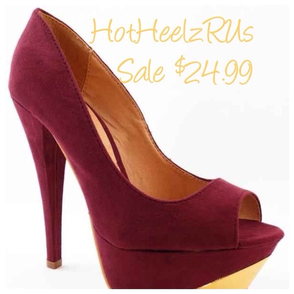 Crimson colored pumps