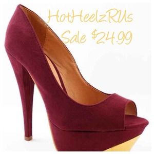 Crimson colored pumps