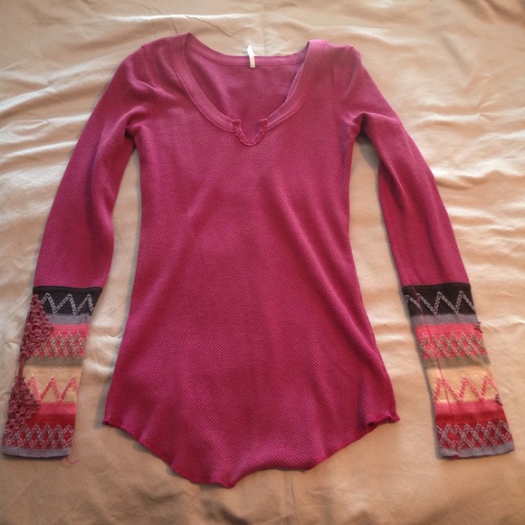 Free People long sleeve shirt - embroidered cuffs