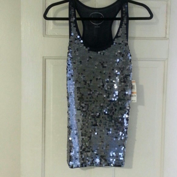 INC International Concepts Deep Blue Sequined Top