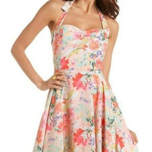 Sweetheart floral halter dress