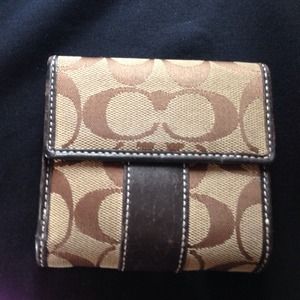 Reduced....Coach bi-fold brown & tan wallet