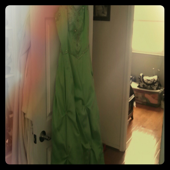 Lime Green Prom Dress with crystal detail