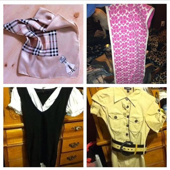 Burberry silk scarf, coach scarf