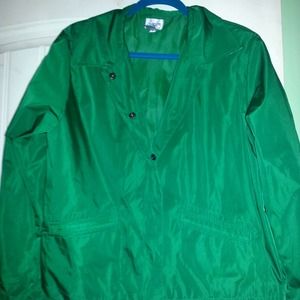 Chico's vibrant green jacket