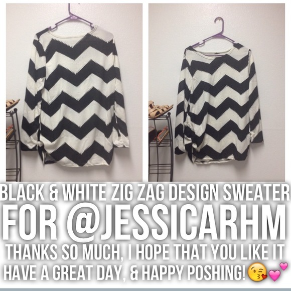 Black&White Zig Zag Design Sweater For @jessicarhm