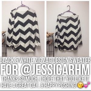 Black&White Zig Zag Design Sweater For @jessicarhm