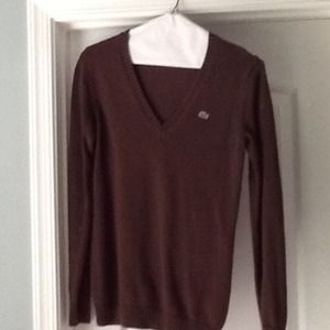 Brown Lacoste vneck sweather