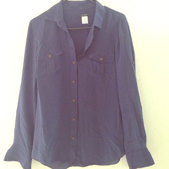 J.crew silk navy button-down