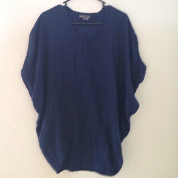 Navy silk oversized tunic shirt