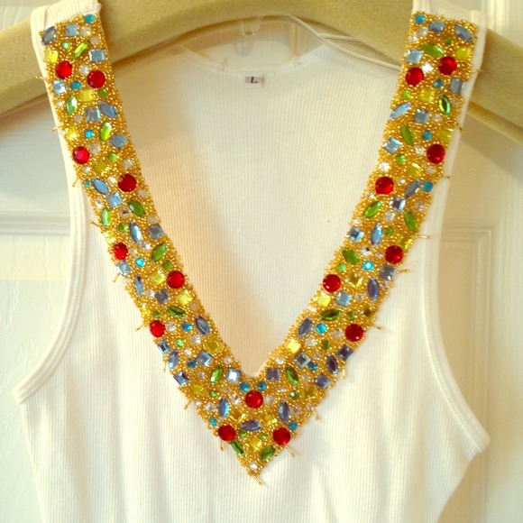 Allen Schwartz Tops - Allen Schwartz embellished bejeweled tank top NWOT