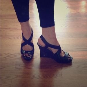 Black Strappy Wedges